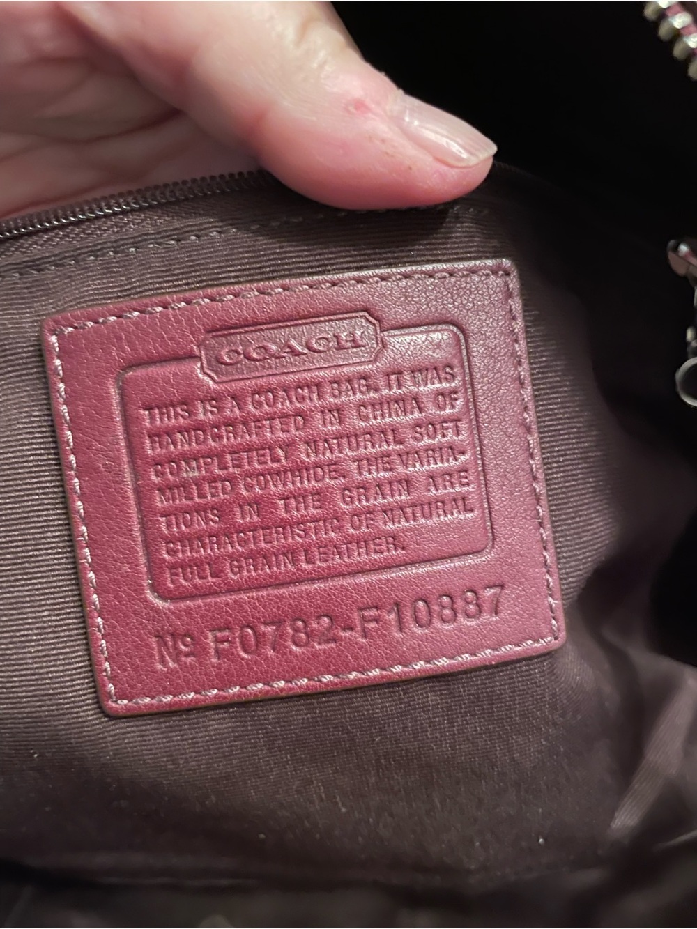 Coach Chelsea Leather Carryall satchel, model #F10887, in a burgundy color - Picture 11 of 13